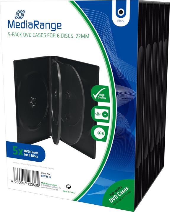 MediaRange Boîtiers de remplacement pour DVD, pour 6 supports DVD, 5 pièces