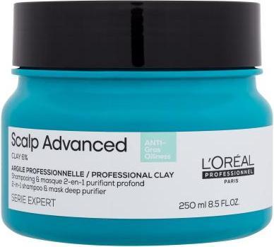 Produktbild L'Oréal Paris LÂ'OrÃ©al Professionnel - Shampoo and mask for oily scalp 2 in 1 Scalp Advanced (Anti-Oiliness 2-in- (250 ml, Flüssiges Shampoo)