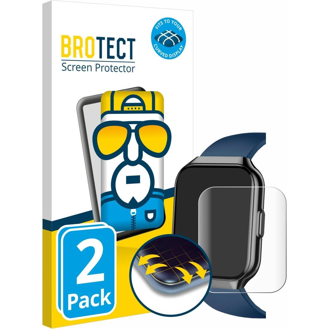 BROTECT Fullscreen Schutzfolie Displayschutz Folie Klar Transparent, Smartwatch Schutzfolie, Transparent