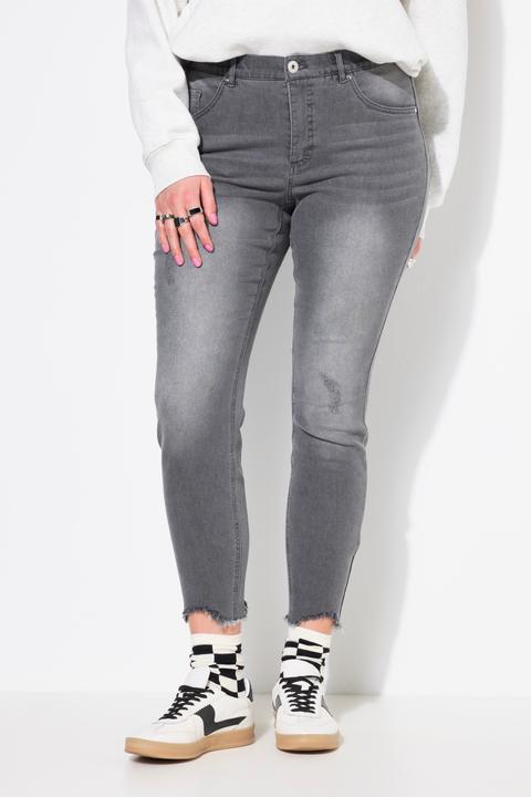 Actual product image Studio Untold Distressed Fringed Hem Elastic Waist Skinny Jeans (44)
