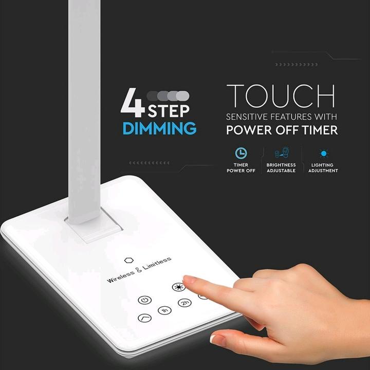 Produktbild V-TAC VT7405 4W LED Tischlampe 3 in 1 Kabellos Charger Quadrat Weiss (500 lm)