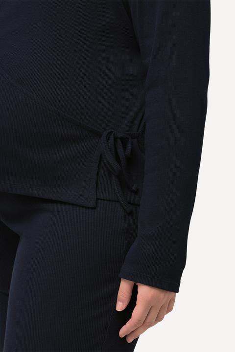 Produktbild Ulla Popken Bellieva Wickeljacke, Regular Fit, Rippjersey, V-Ausschnitt, Langarm (54)