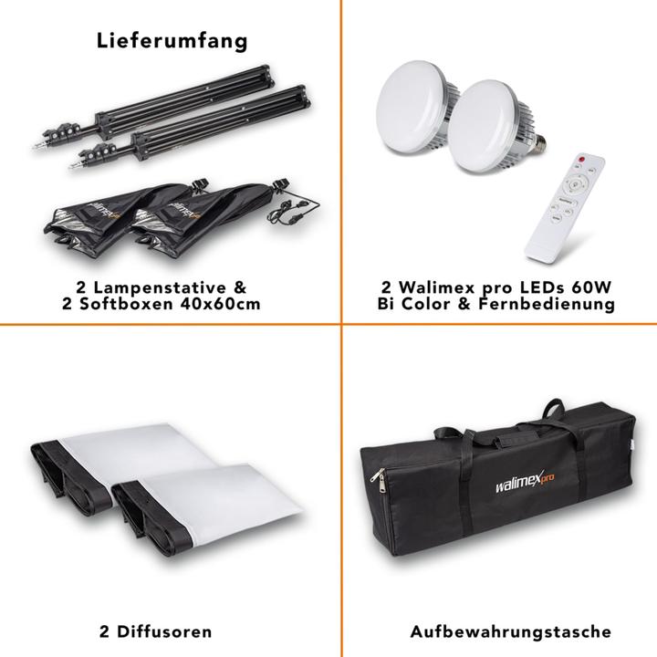 Image du produit Walimex pro 60W Softbox Bi Color Kit 2 (Boîte à lumière)