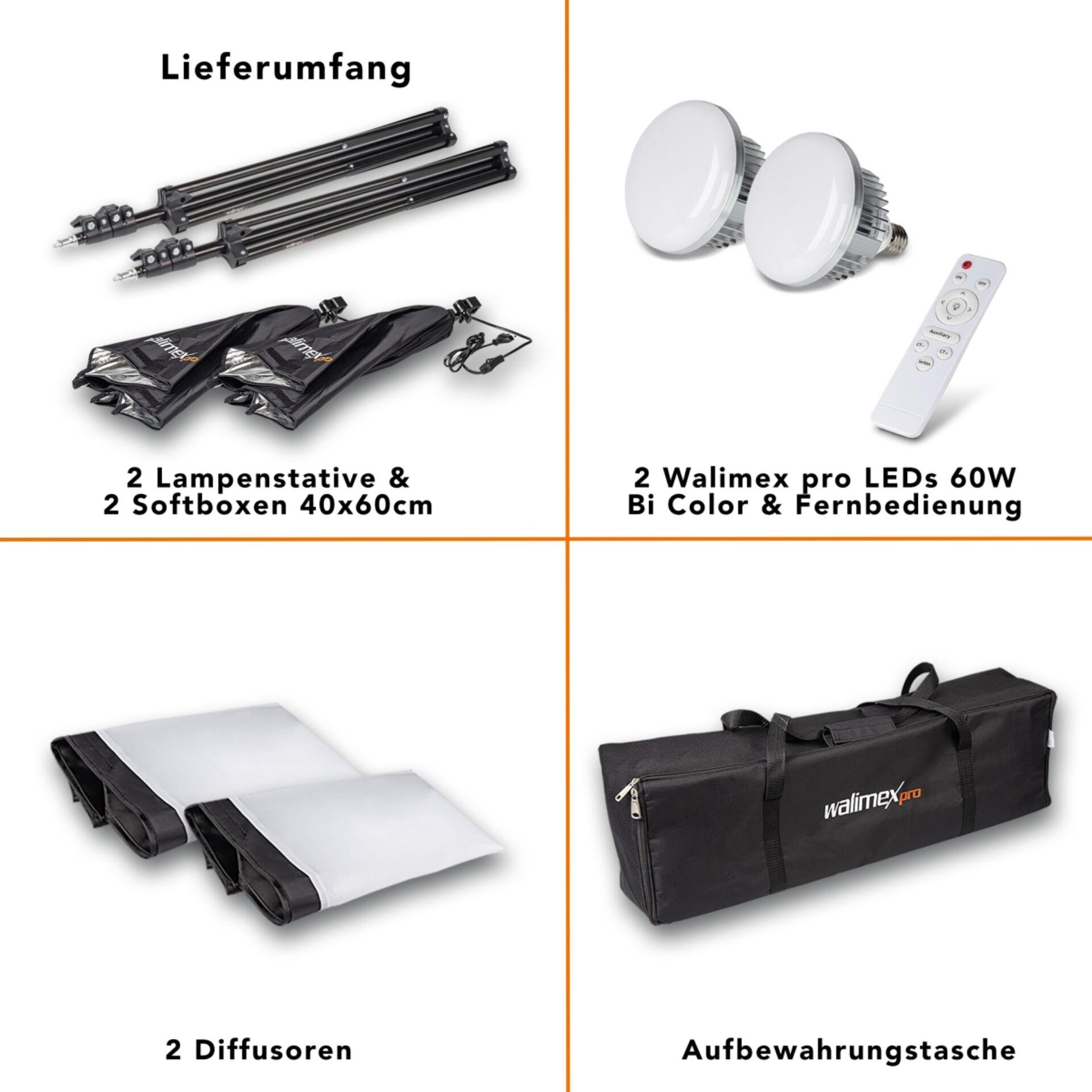 Thumbnail - Walimex pro 60W Softbox Bi Color Kit 2 (Softbox), Softbox + Reflektor