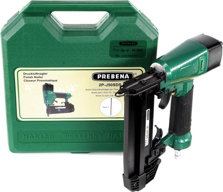 Actual product image Prebena 2P-J50SDS Air pressure pneumatic nailer 5-7 bar in carrying case