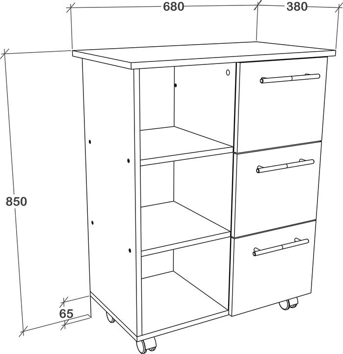 Immagine prodotto VCM Holz Küchenwagen Servierwagen Rollwagen Ablage rollbar Rollen Schublade Esilo