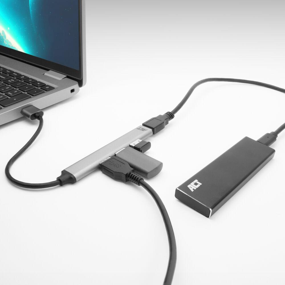 Thumbnail - ACT AC6325 (USB-A, 4 Ports), Dockingstation + USB Hub, Grau