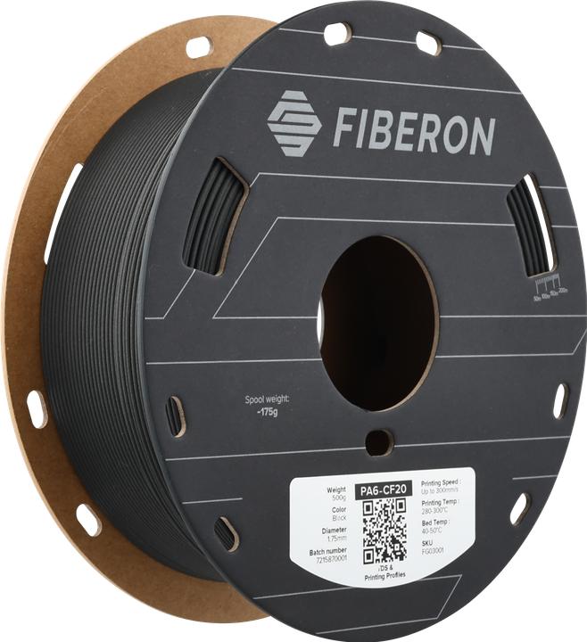Produktbild Polymaker Fiberon™ PA6-CF20 (PA-CF, 1.75 mm, 500 g, Schwarz)