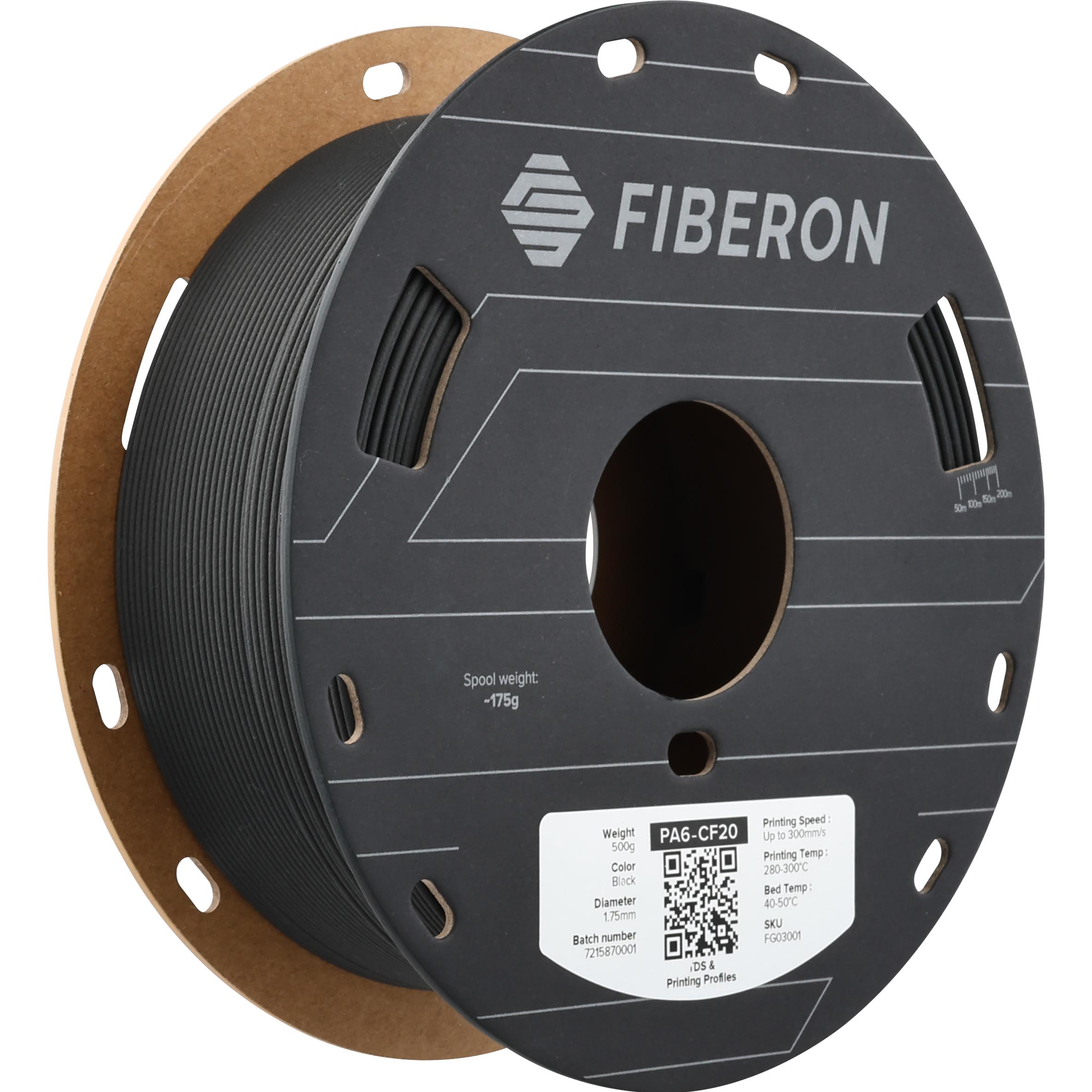 Polymaker Fiberon™ PA6-CF20 (PA-CF, 1.75 mm, 500 g, Nero), Filamenti stampa 3D, Nero