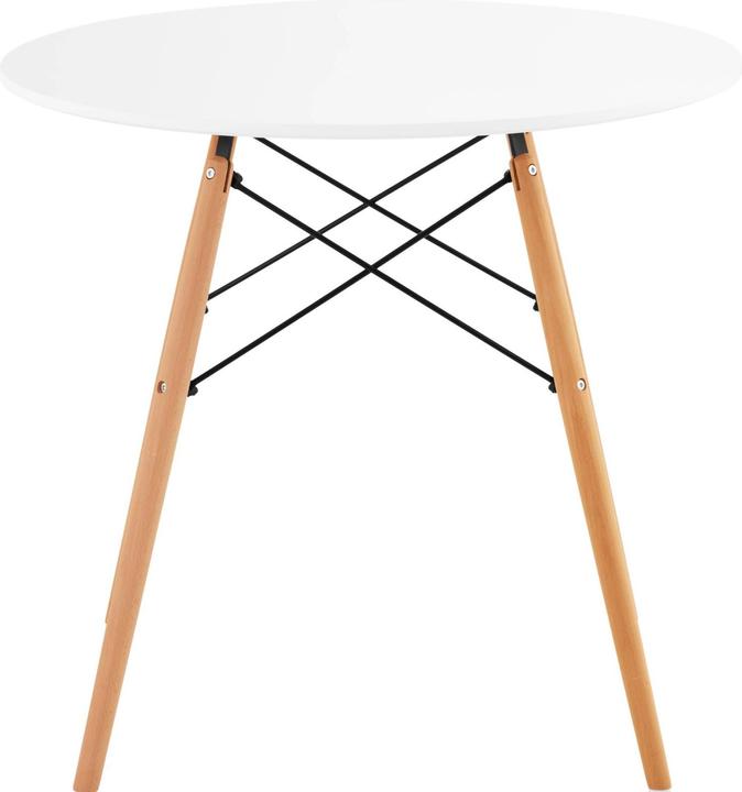 Produktbild Fromm & Starck Tisch rund Ø 80 cm Tischbeine Buche Esstisch weiss Stahlstreben schwarz 100 kg (80 x 80 cm)