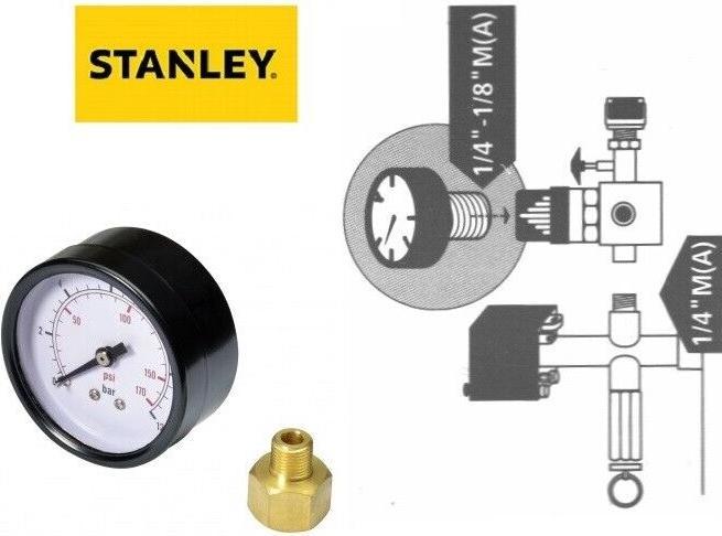 Actual product image Stanley Pressure gauge 50mm, 1/4M+1/8M 10bar