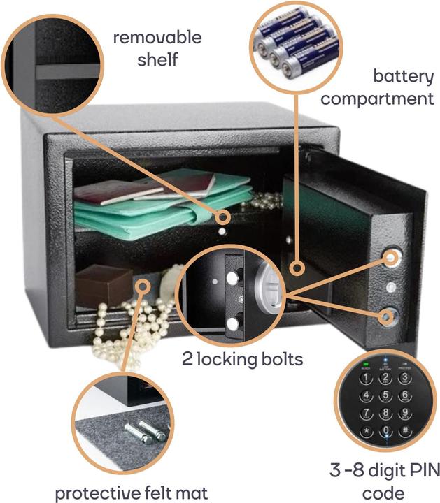 Produktbild Velleman ELEKTRONISCHER SAFE - 20 x 31 x 20 cm (8.50 l)