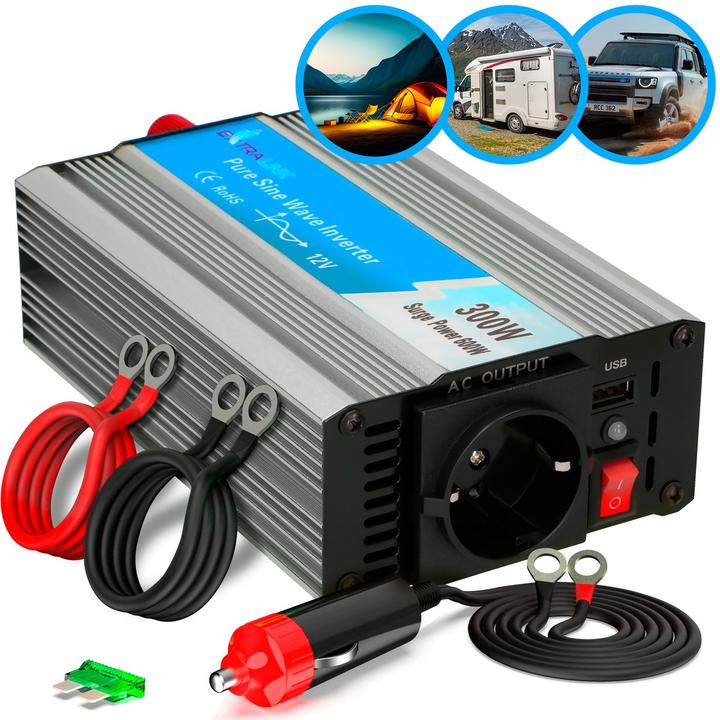 Image du produit Extralink CAR VOLTAGE CONVERTER 12V - 230V, 300W, PURE SINUS OPIP-300W