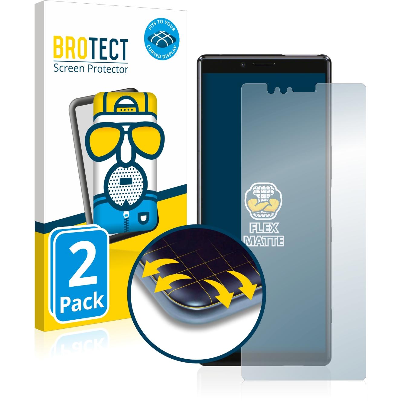 BROTECT Full-Cover Displayschutz Matt (2 Stück, Sony Xperia 1), Smartphone Schutzfolie, Grau
