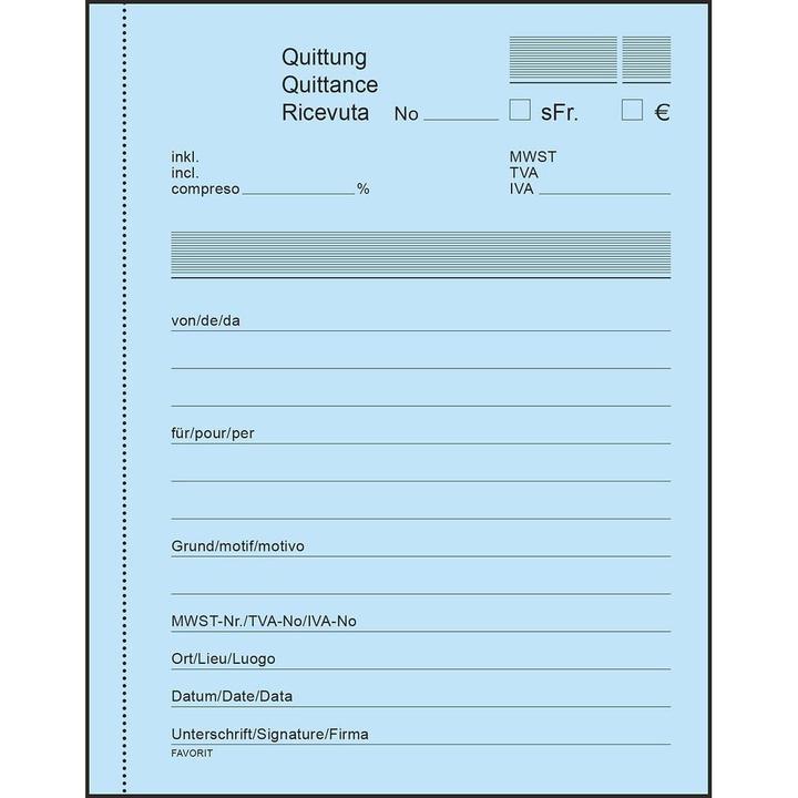 Image du produit Favorit Livre de copies autocopiantes Reçus avec du papier autocopiant (100x)