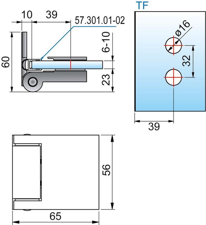 Actual product image Pauli+Sohn Shower door hinges FLINTER 8152