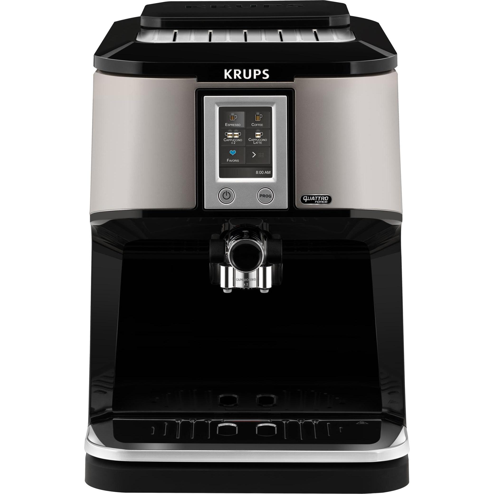 Krups Espresso Master Quattro Force, Kaffeevollautomat, Schwarz, Silber