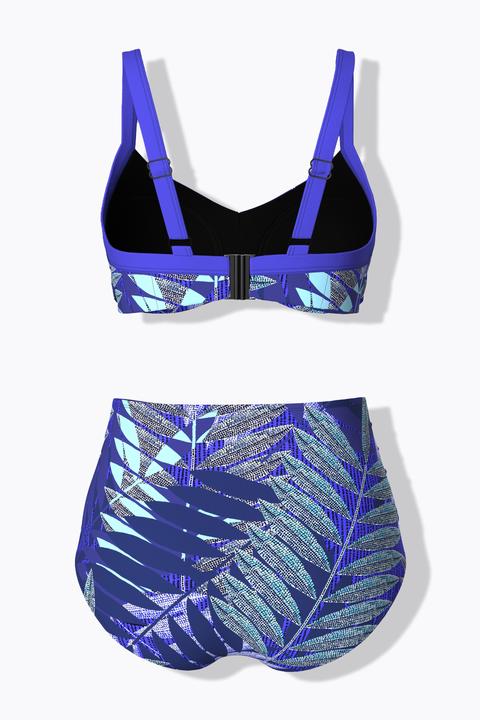 Produktbild Ulla Popken Bikini, Farnmuster, Softcups, drapiert (42)