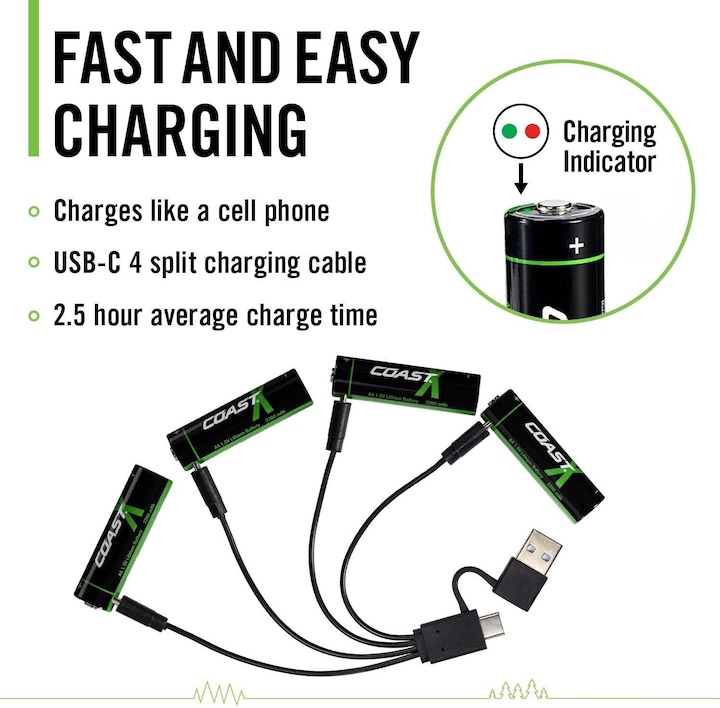 Actual product image Coast Zithion-X AA USB-C (4 pcs., AA, 2400 mAh)
