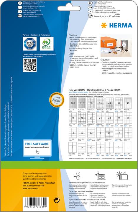 Actual product image Herma Address labels A4