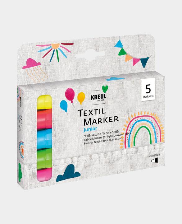 Produktbild Kreul Textil Marker Junior (Neonpink, Hellgrün, Gelb, Hellblau, 4 mm, 5 x)