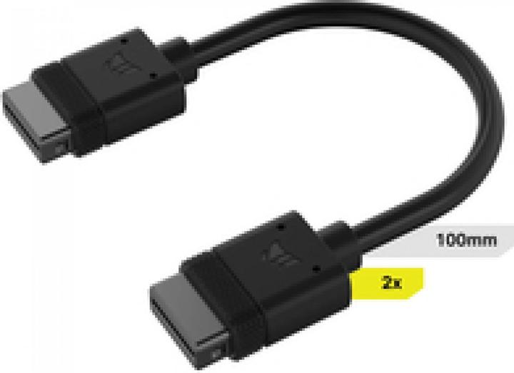 Corsair iCUE LINK kabel, 2x 100mm met rechte connectoren, zwart