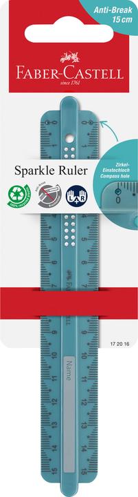 Actual product image Faber-Castell Sparkle ruler, 15 cm. Colour: ocean (15 cm)