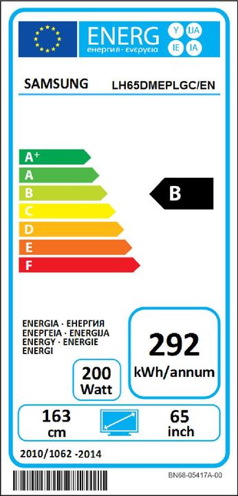 Energie-Label Samsung Dm65e (1920 x 1080 Pixel, 65")