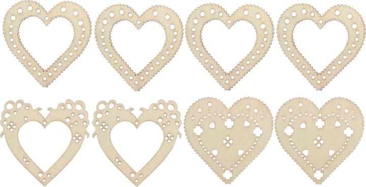 Image du produit Natura Punto 8 décorations en bois, coeurs