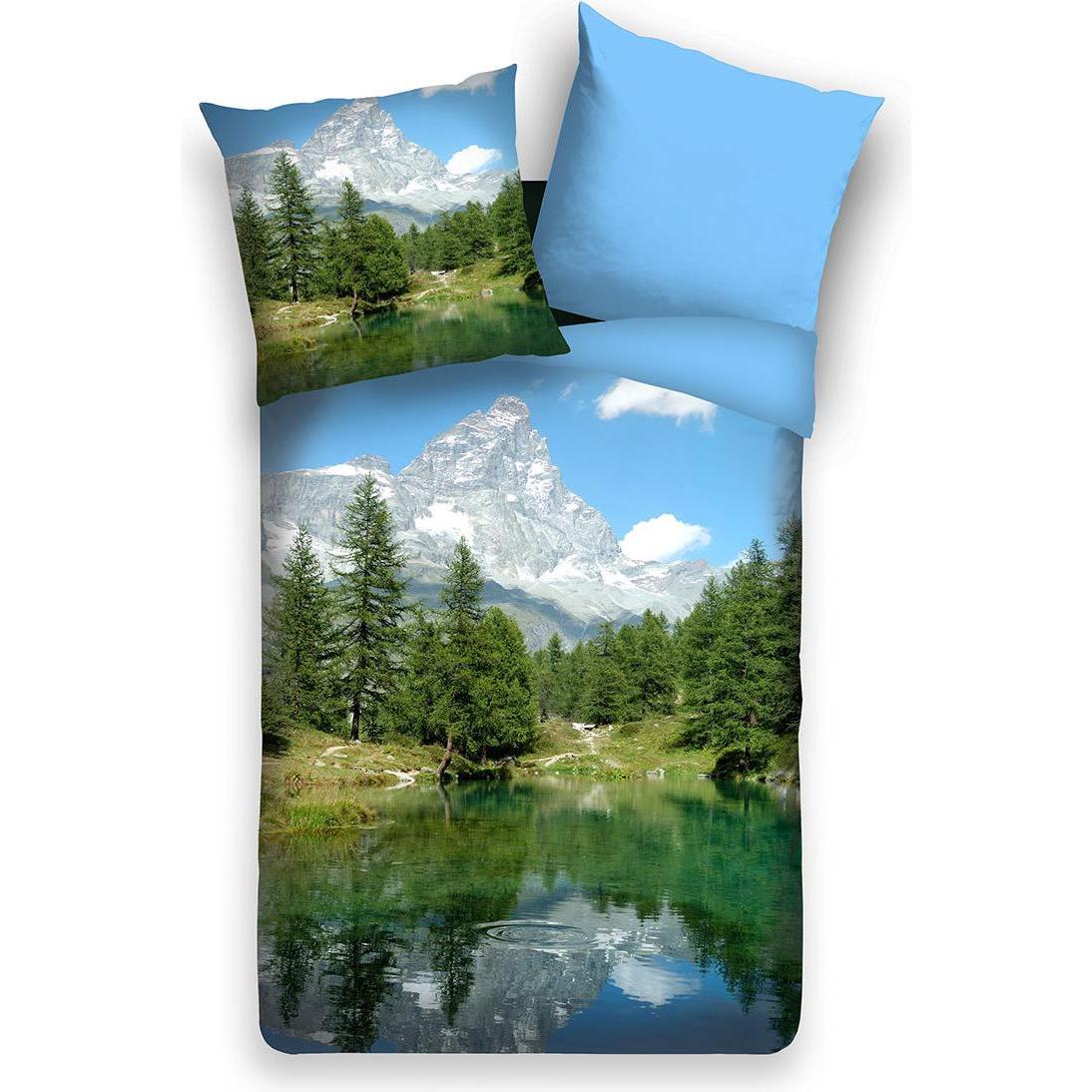 Traumschlaf, Bettwäsche, Panorama Bergsee (Bettwäsche Set, 135x200 cm + 80x80 cm)