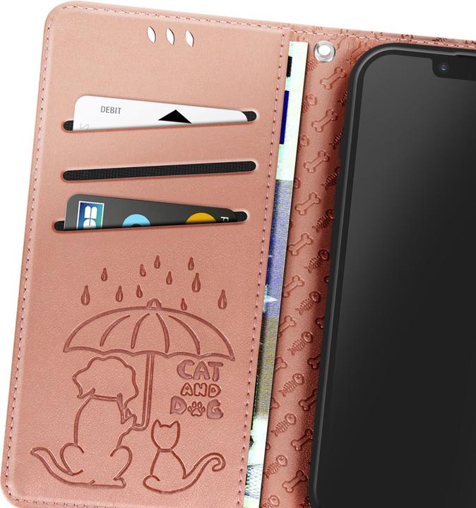 Produktbild Avizar Klapphülle für iPhone 16e Design Katze und Hund Portemonnaie (Apple iPhone 16e)