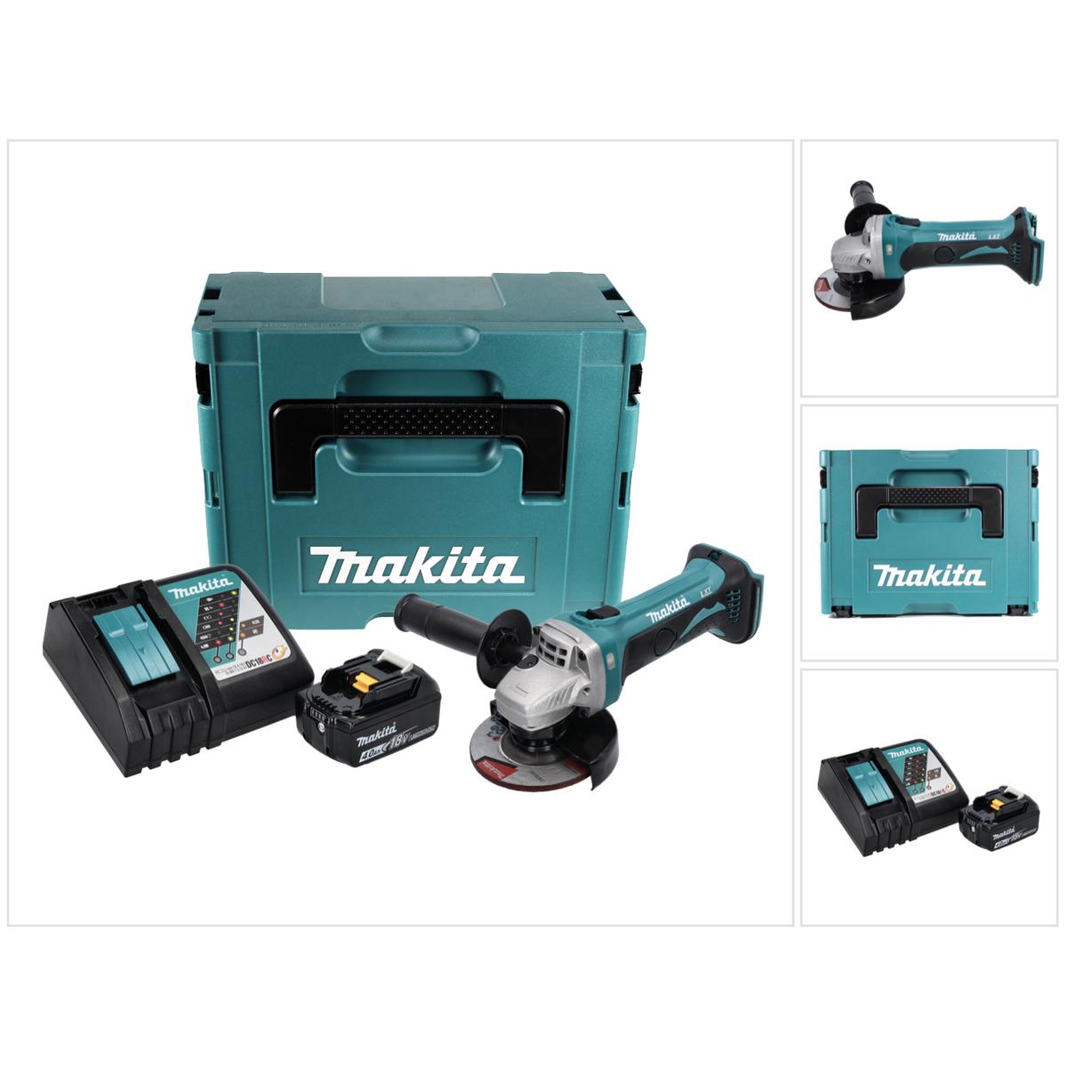 Makita, Winkelschleifer, DGA 452 RM1J Akku Winkelschleifer 18 V 115 mm + 1x Akku 4,0 Ah + Ladegerät + Makpac (115 mm)