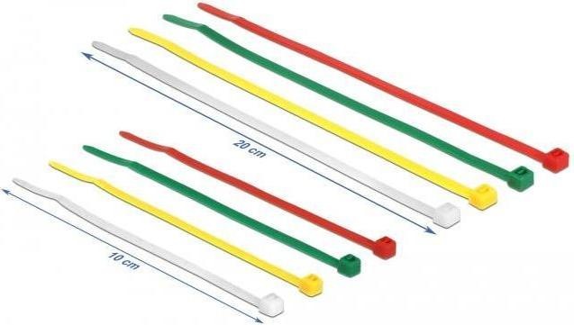 Produktbild Delock Kabelbinder farbig 200 Stk L100 x B2.5 mm + L200 x B3.6 mm,18628 (100 mm, 200 Stk.)