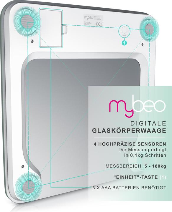 Immagine prodotto Mybeo Bilancia pesapersone digitale (180 kg)
