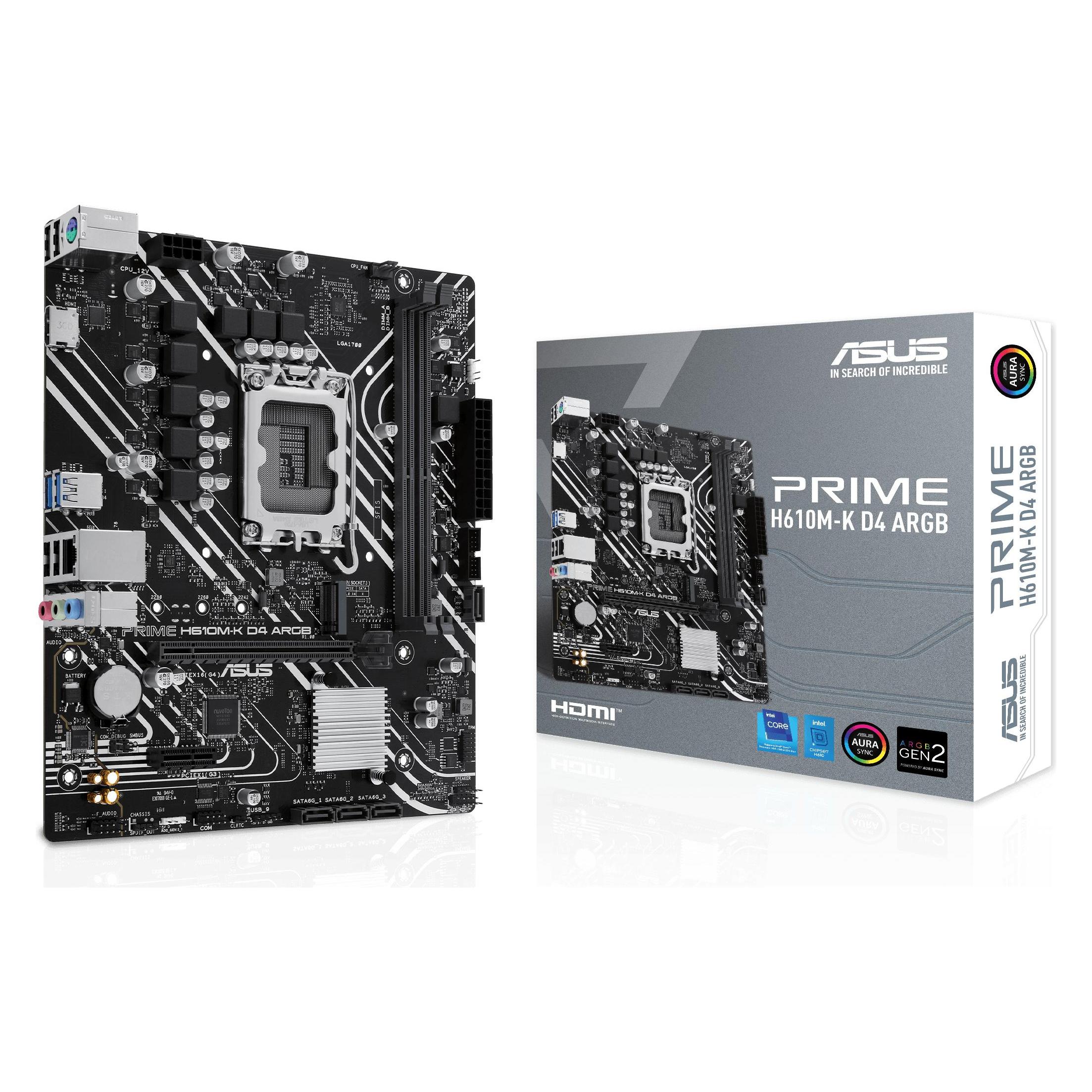 ASUS PRIME H610M-K D4 ARGB (LGA 1700, Intel H610, mATX), Mainboard