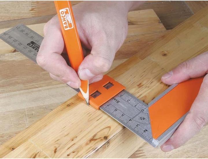 Actual product image Bahco Carpenter's square with steel blade and sliding mark 400 mm
