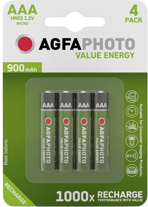 Produktbild AGFAPHOTO Accu HR03 900 mAh (4 Stk., AAA, 900 mAh)