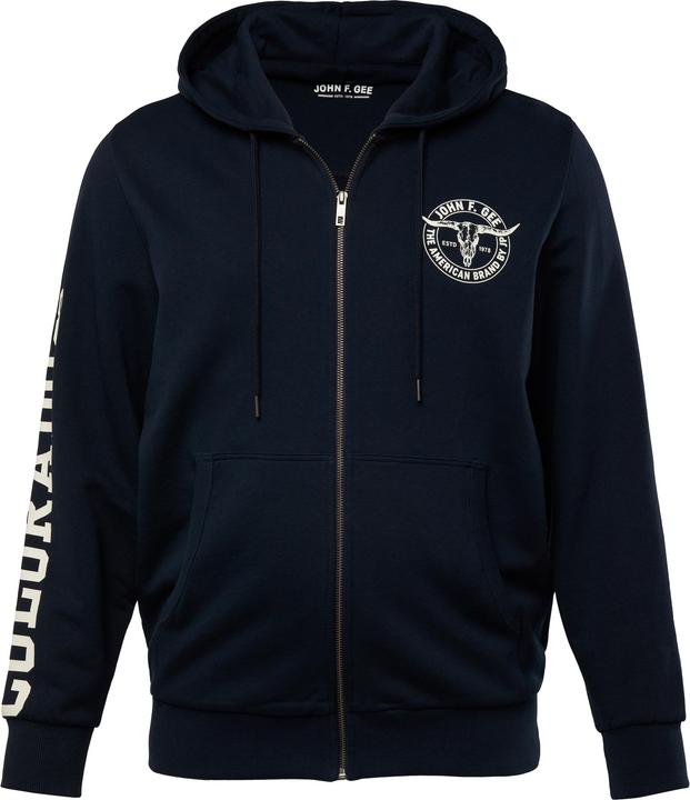 Image du produit John F. Gee Sweat-shirt à capuche, poche kangourou, imprimé sur les manches - jusqu'au 8 XL (6XL)