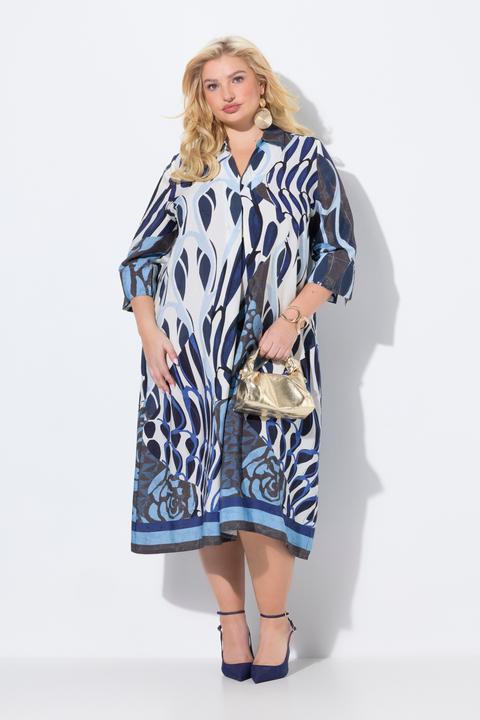 Produktbild Ulla Popken Lyocell-Midikleid, A-Linie, Hemdkragen, 3/4-Arm (58)