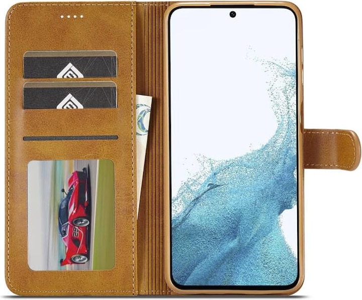 Produktbild LC.Imeeke Huawei P30 Pro - Wallet Etui mit 3 Kartenfächern & Magnetverschluss, hellbraun/orange (Huawei P30 Pro New Edition, Huawei P30 Pro)
