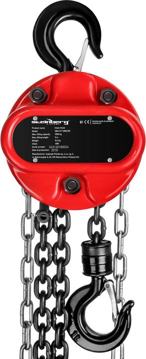Produktbild Steinberg Kettenzug Flaschenzug Kettenflaschenzug Hebezug Handkettenzug 1 T Kette 3 m