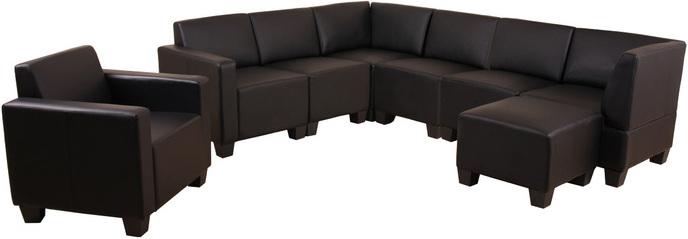 Produktbild Swisshandel24 Modular Sofa-System Couch-Garnitur Lyon 6-1-1, Kunstleder schwarz