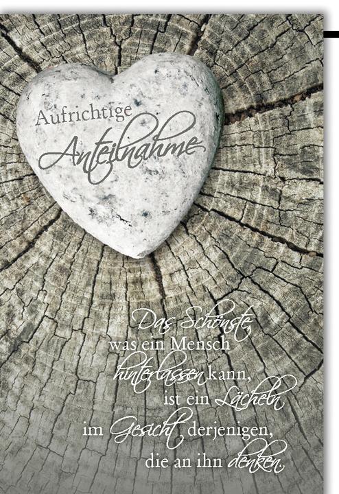 Braun + Company Trauerkarte Herz auf Holz 11.5 x 17 cm (6 Stk.)