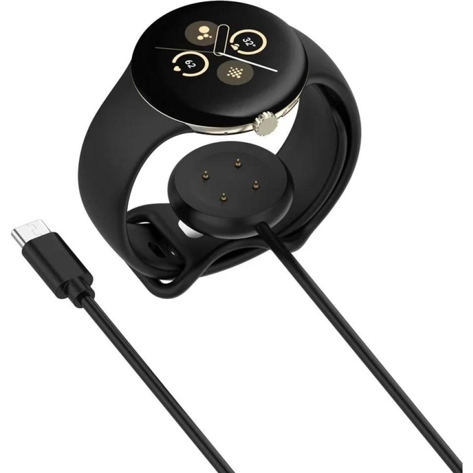 PowerGuard Magnetisches USB-C Ladekabel für Google Pixel Watch 2, Smartwatch Zubehör, Schwarz