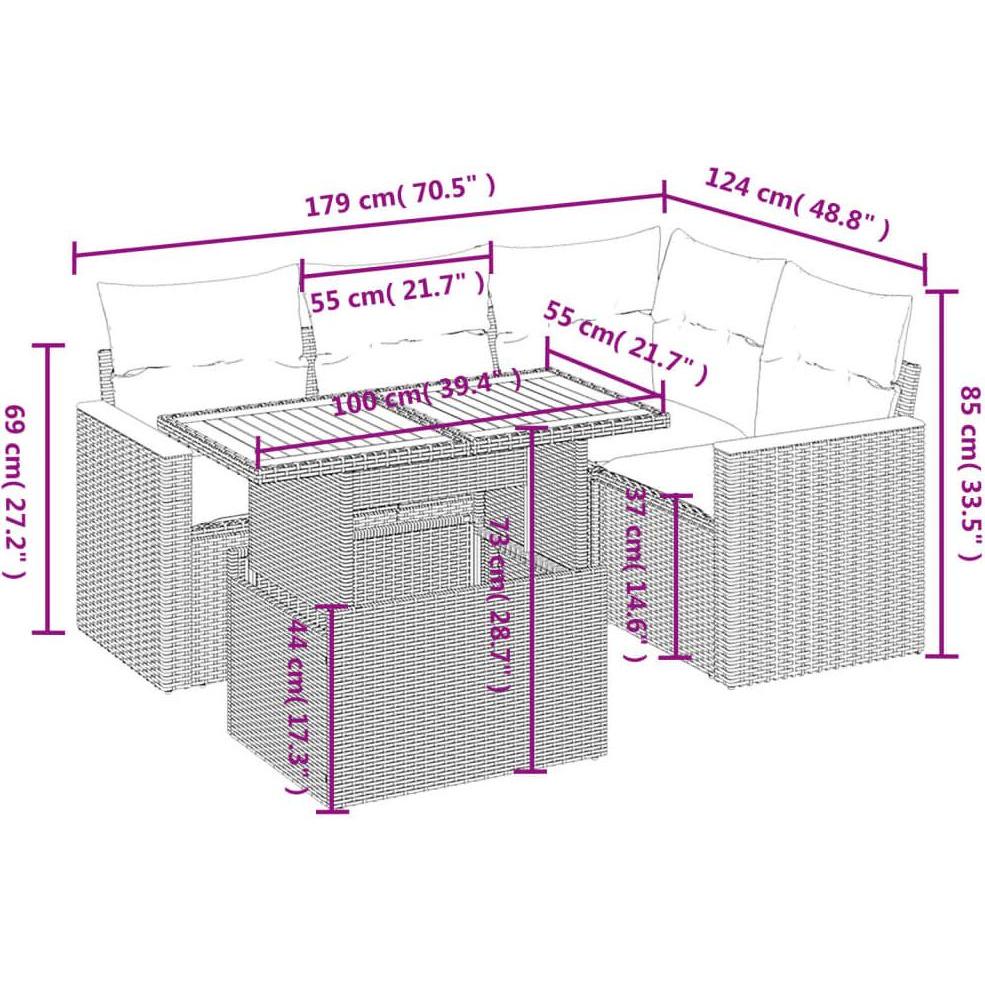Thumbnail - VidaXL, Gartenlounge, 10-tlg. Garten-Lounge-Set mit Kissen