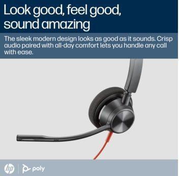Produktbild HP Poly Blackwire 3310 + USB-C/A-Adapter (Kabelgebunden, USB-C, Microsoft Teams)