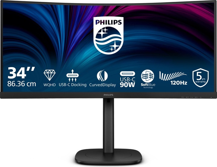Philips 86,4cm (34,0") 34B2U3600C 21:09 HDMI+DP+USB-C black (3440 x 1440 Pixel, 34")