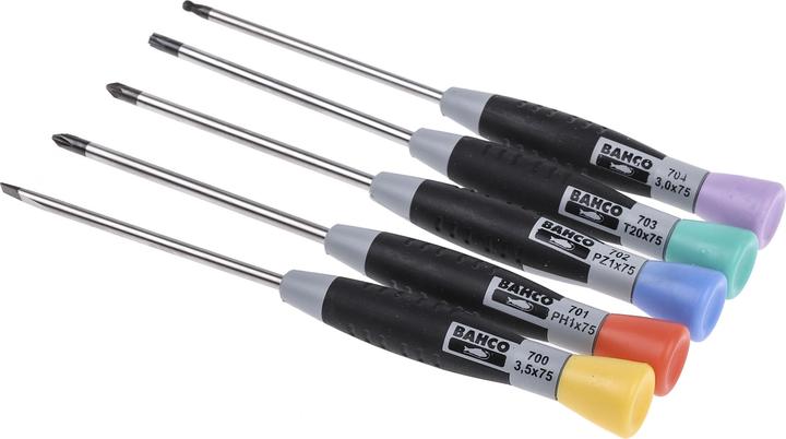 Actual product image Bahco Screwdriver set for slotted, Phillips, TORX and hexagon head screws with precision handle - 24 (Cross recess, Pin-torx, Port, Pozidriv cross recess (PZ))