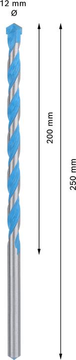 Actual product image Bosch Professional Zubehör EXPERT CYL-9 MultiConstruction Drill, 12 x 200 x 250 mm (12 millimetres)