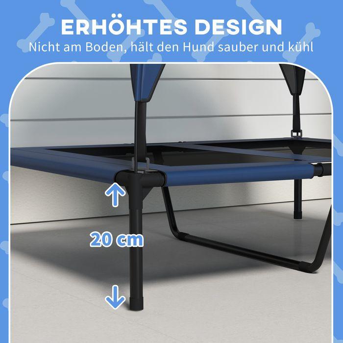 Produktbild Swisshandel24 Erhöhtes Hundebett mit Baldachin, Outdoor Hundeliege mit Dach, 91x76x89cm, dunkelblau (Hund)